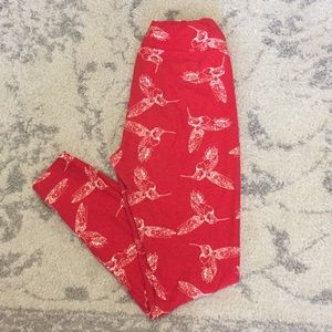 LuLaRoe leggings red hummingbirds